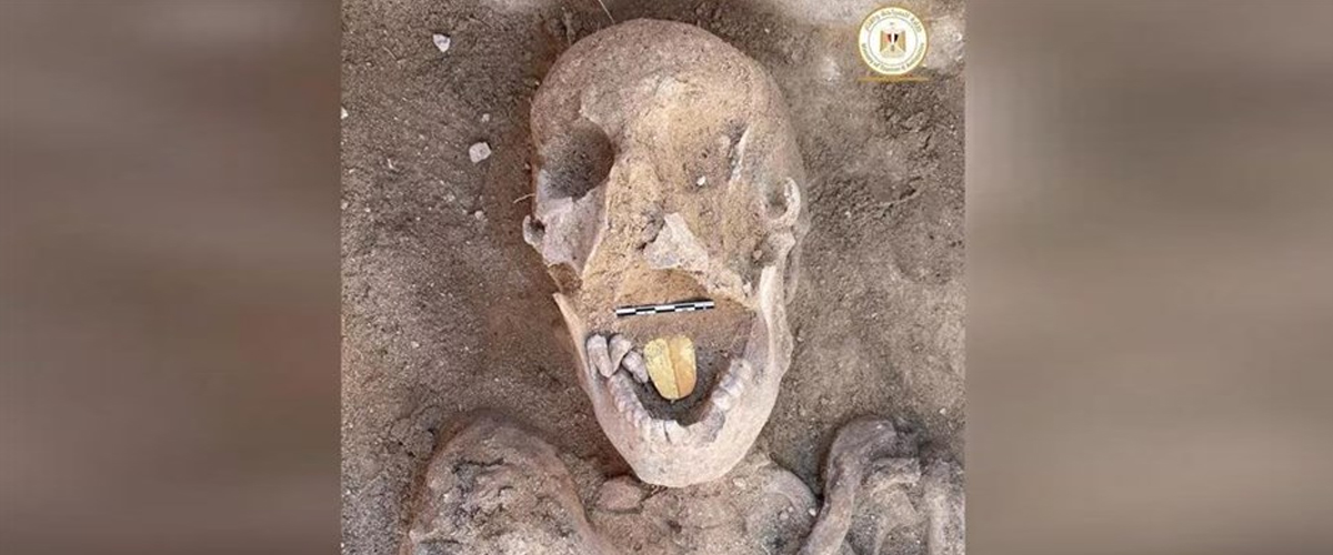 Mummy with a gold tongue